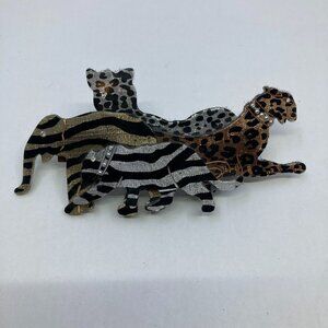 Vtg LEA STEIN ? Made in France celluloid plastic elephant tiger 5" hair clip